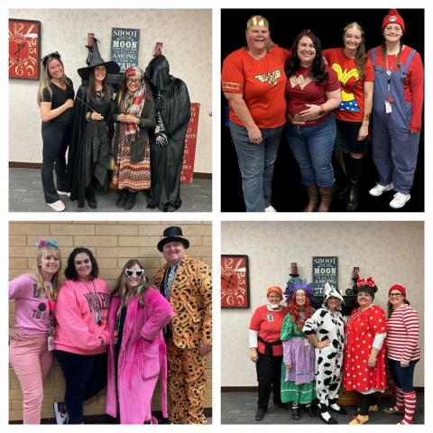 Third Grade, Fourth Grade, 5th Grade and Title 1 Techs dressed up for Halloween